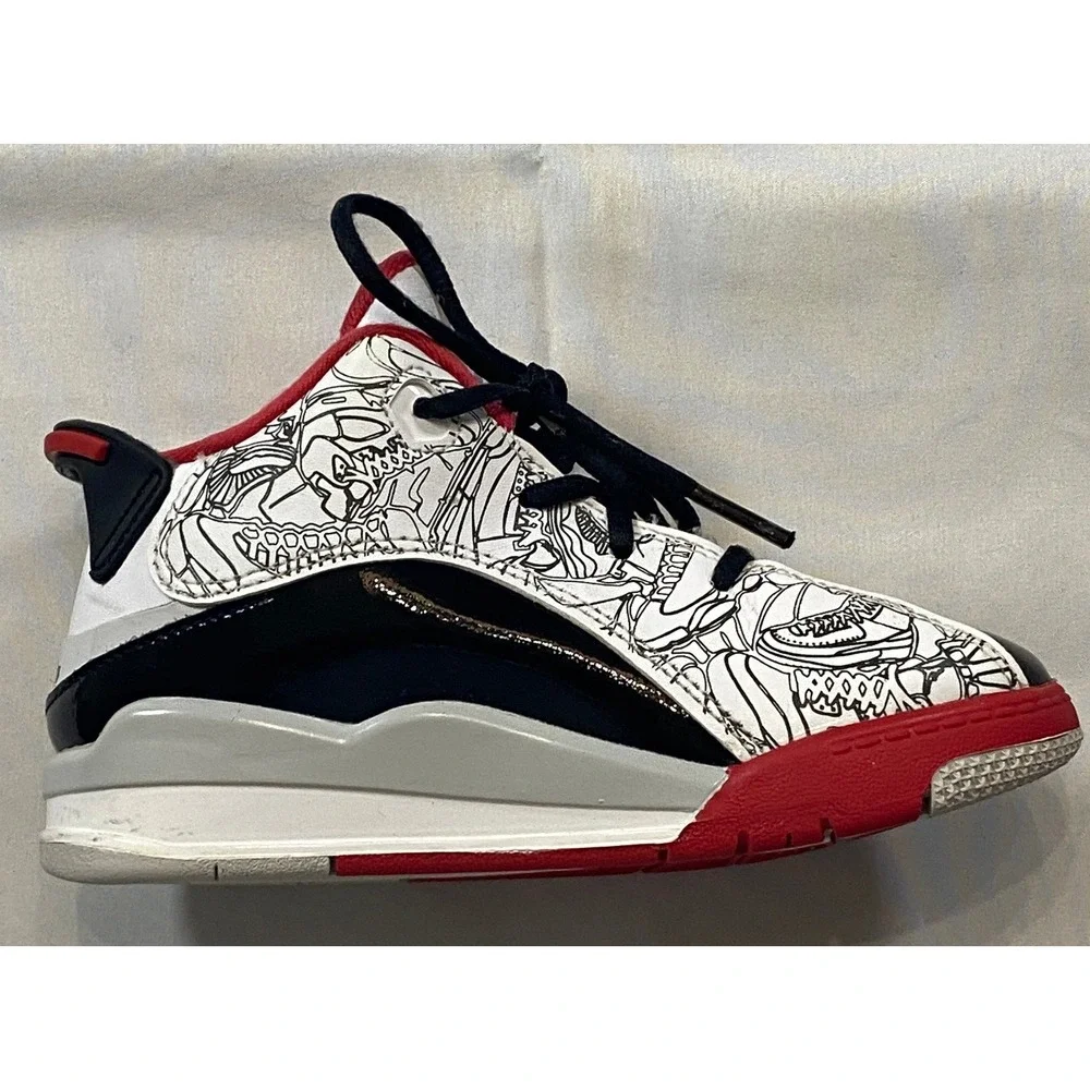 Jordan Dub Zero TD Toddler Sneakers White Black Red DV1358-160‎ Size 9C